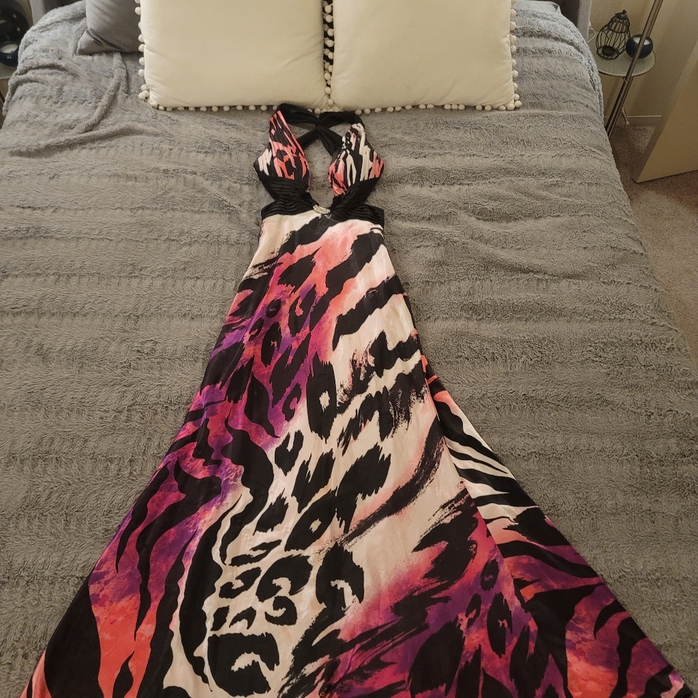 Animal Print Multi-color Silk Dress